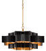 Currey and Company - 9000-0429 - Six Light Chandelier - Satin Black/Contemporary Gold Leaf