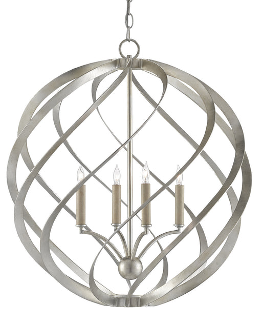 Currey and Company - 9000-0507 - Four Light Chandelier - Contemporary Silver Leaf
