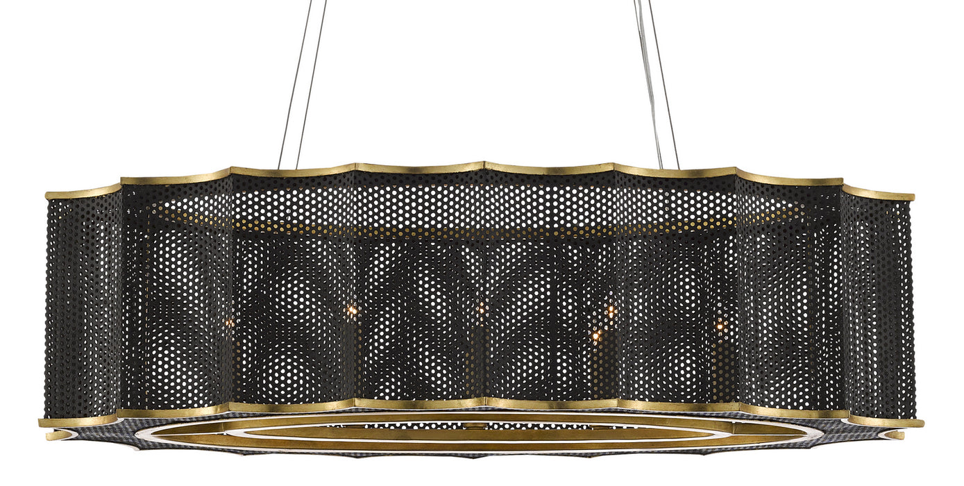 Currey and Company - 9000-0512 - Eight Light Chandelier - Molé Black/Contemporary Gold Leaf