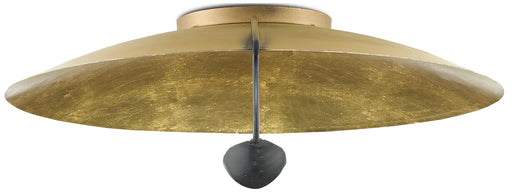 Currey and Company - 9999-0049 - Two Light Flush Mount - Contemporary Gold Leaf/French Black