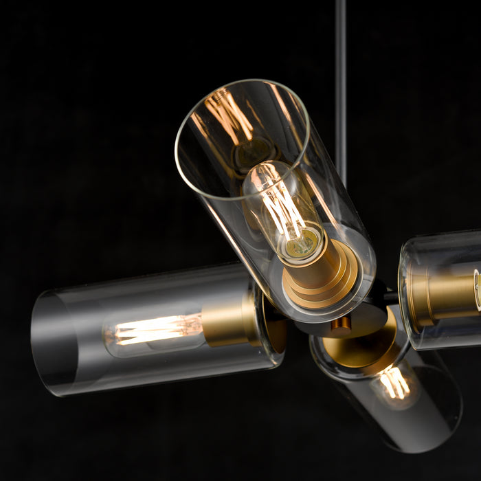 Four Light Pendant from the Barker collection in Brass/Graphite w/ Clear Glass finish