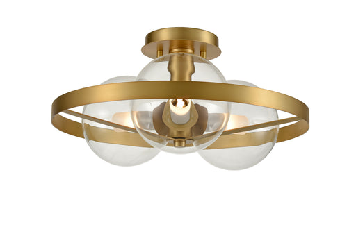 DVI Lighting - DVP27011VBR-CL - Three Light Semi-Flush Mount - Courcelette - Venetian Brass w/ Clear Glass
