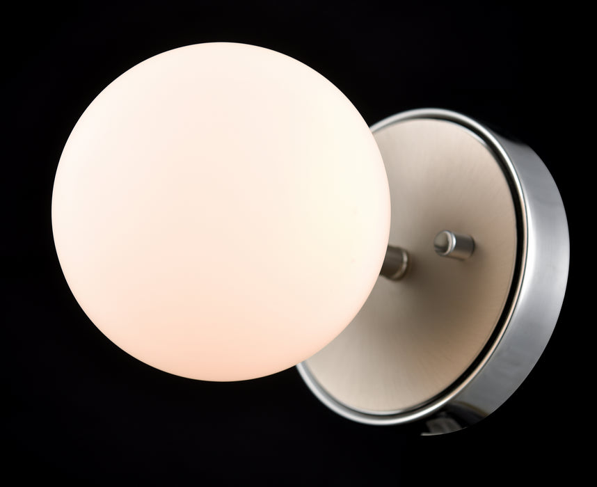 One Light Wall Sconce from the Alouette collection in Chrome/Buffed Nickel w/ Half Opal Glass finish