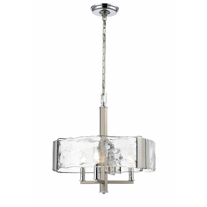 Three Light Chandelier from the Georgian Bay collection in Chrome/Buffed Nickel w/ Artisinal Water Glass finish