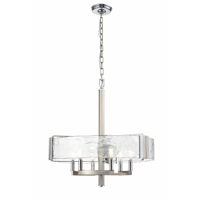 Six Light Chandelier from the Georgian Bay collection in Chrome/Buffed Nickel w/ Artisinal Water Glass finish