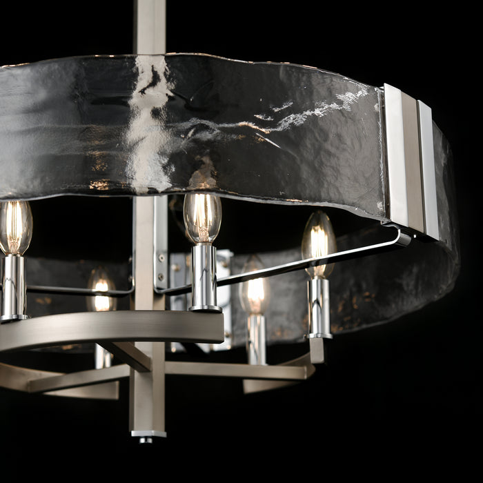 Six Light Chandelier from the Georgian Bay collection in Chrome/Buffed Nickel w/ Artisinal Water Glass finish