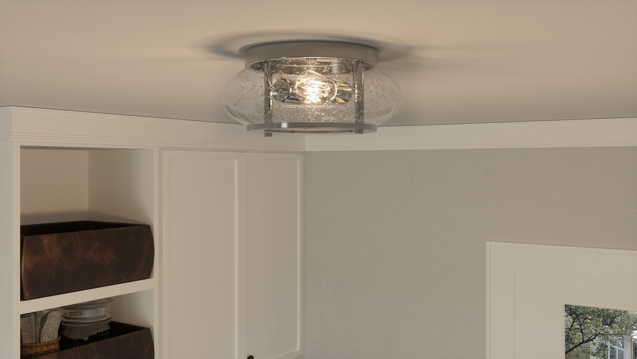 Two Light Flush Mount from the Trilogy collection in Brushed Nickel finish