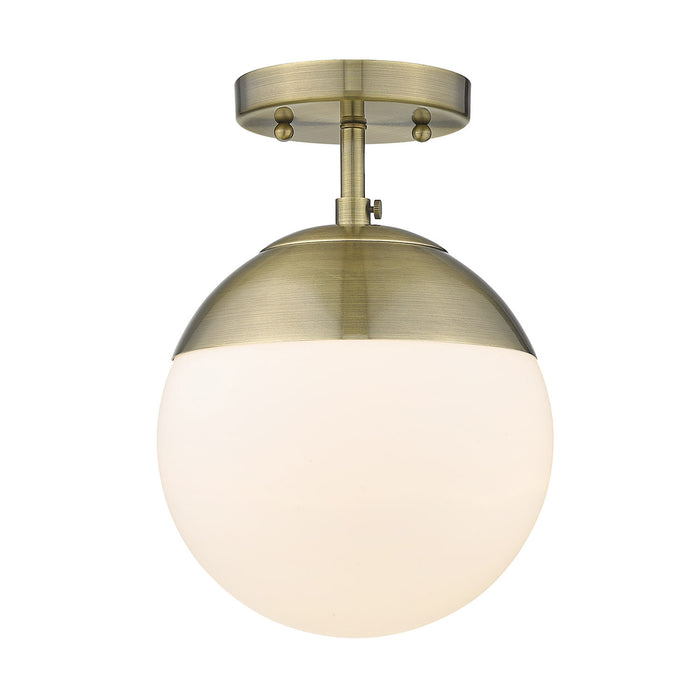 One Light Semi-Flush Mount from the Dixon collection in Aged Brass finish