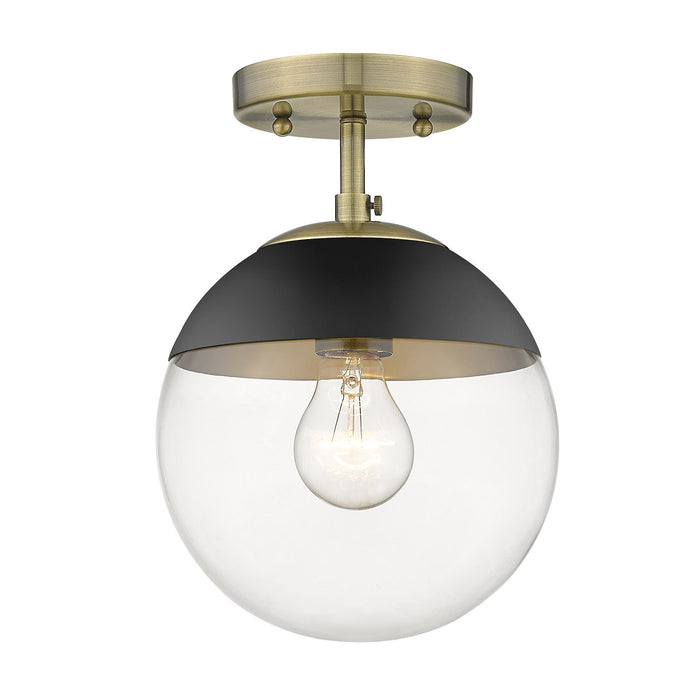One Light Semi-Flush Mount from the Dixon collection in Aged Brass finish