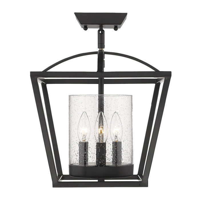 Three Light Semi-Flush Mount from the Mercer collection in Matte Black finish