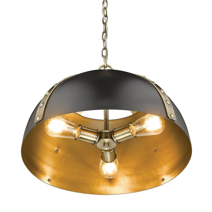 Three Light Pendant from the Aldrich collection in Aged Brass finish