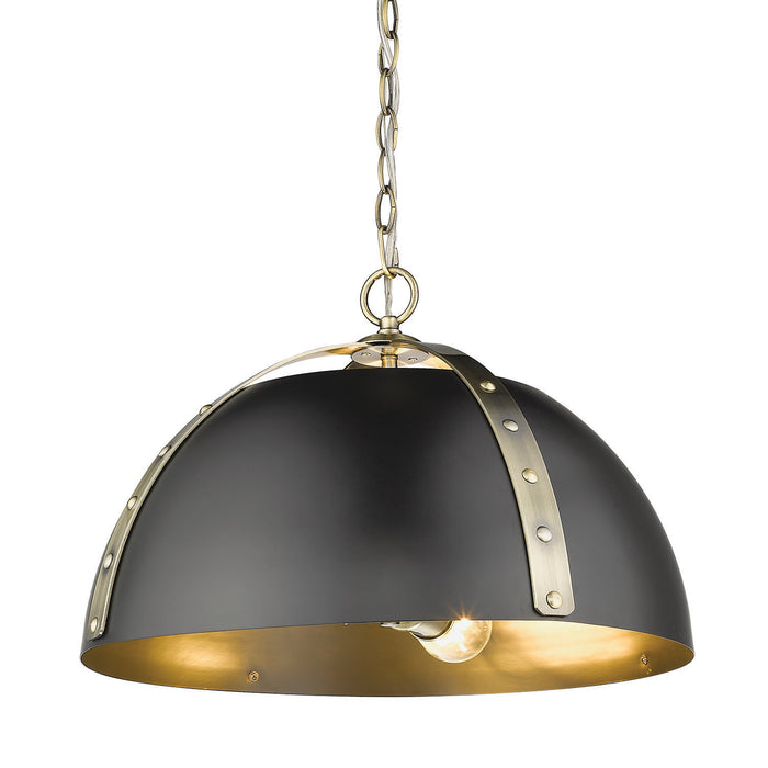 Three Light Pendant from the Aldrich collection in Aged Brass finish