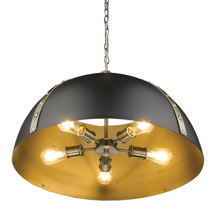 Five Light Pendant from the Aldrich collection in Aged Brass finish