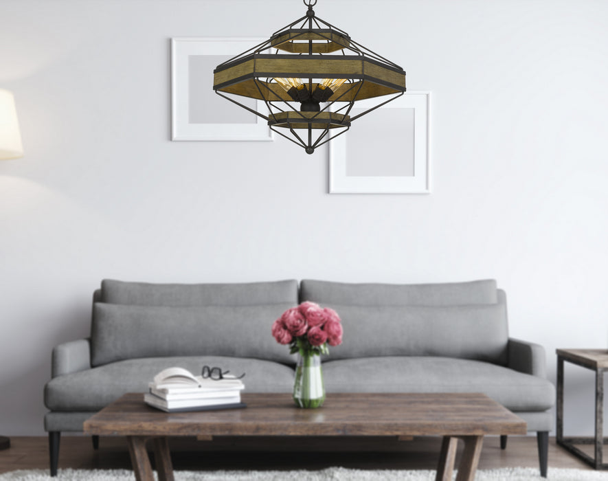 Six Light Chandelier from the Alicante collection in Wood/Black finish