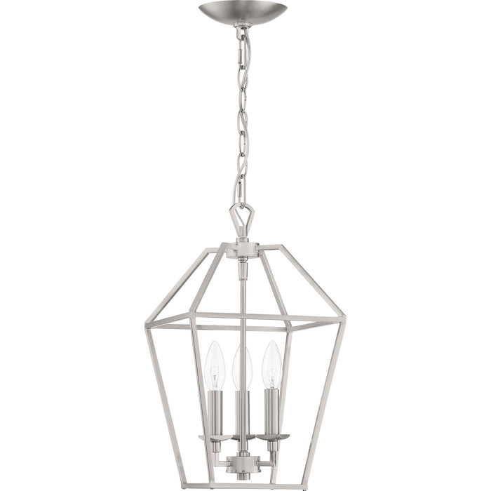 Three Light Foyer Pendant from the Aviary collection in Brushed Nickel finish