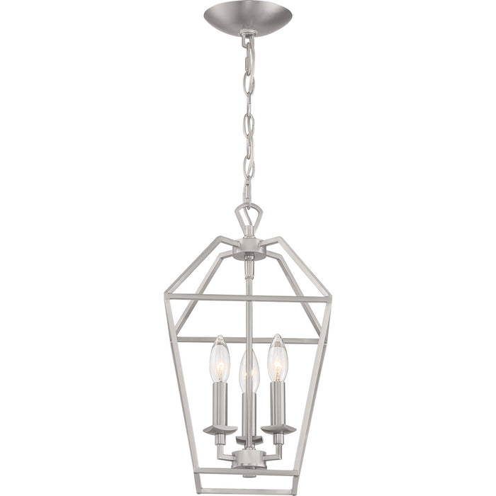 Three Light Foyer Pendant from the Aviary collection in Brushed Nickel finish