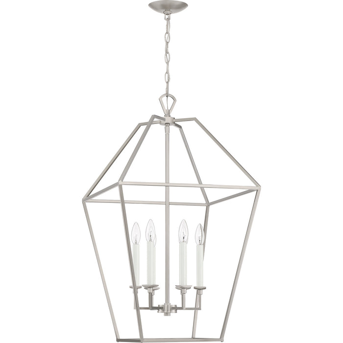 Six Light Foyer Pendant from the Aviary collection in Brushed Nickel finish