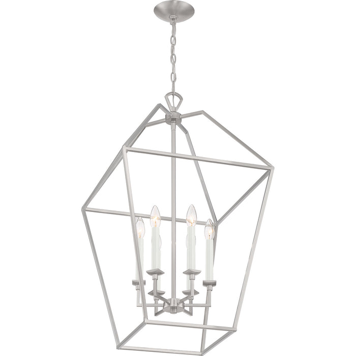 Six Light Foyer Pendant from the Aviary collection in Brushed Nickel finish