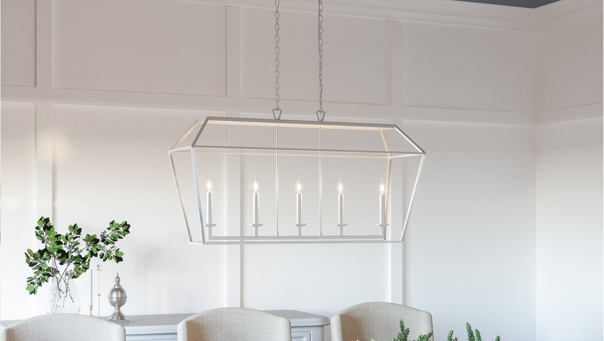 Five Light Island Chandelier from the Aviary collection in Polished Nickel finish
