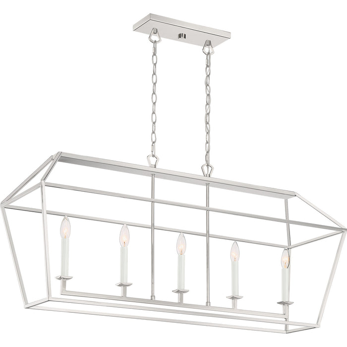Five Light Island Chandelier from the Aviary collection in Polished Nickel finish
