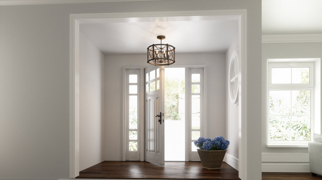 Six Light Semi-Flush Mount from the Baron collection in Marcado Black finish