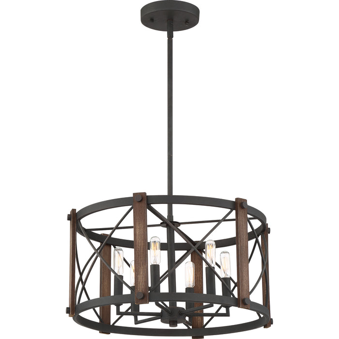 Six Light Pendant from the Baron collection in Marcado Black finish