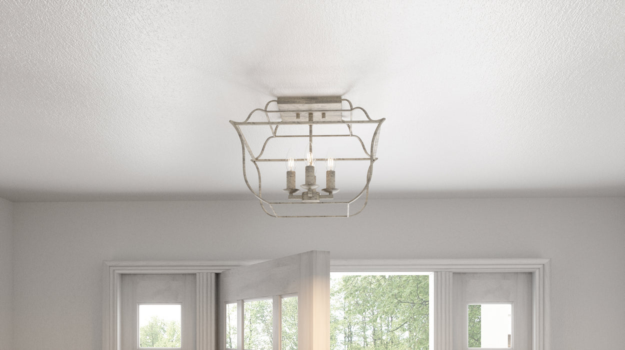 Four Light Semi-Flush Mount from the Gallery collection in Century Silver Leaf finish