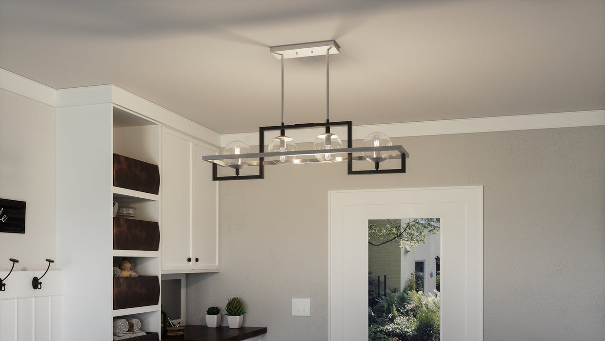 Four Light Island Chandelier from the Kane collection in Earth Black finish