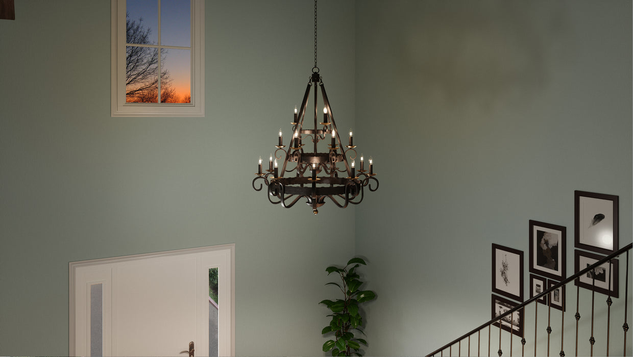 18 Light Chandelier from the Noble collection in Rustic Black finish