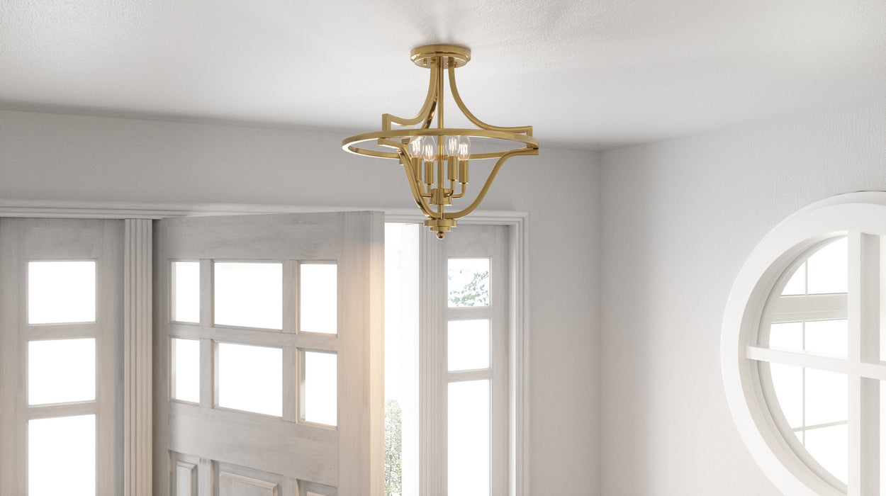Four Light Semi-Flush Mount from the Harvel collection in Weathered Brass finish