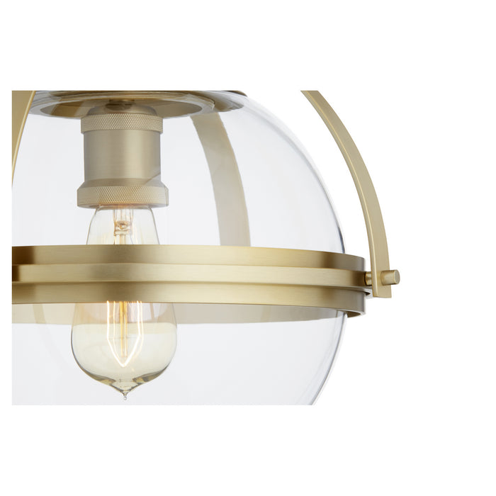 One Light Ceiling Mount in Aged Brass finish