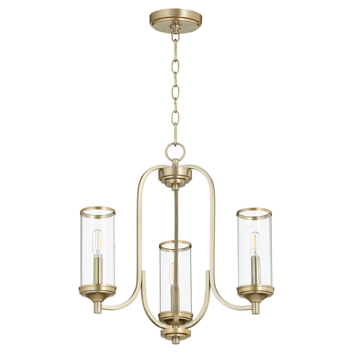 Quorum - 6044-3-80 - Three Light Chandelier - Collins - Aged Brass