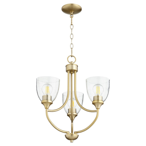 Quorum - 6059-3-280 - Three Light Chandelier - Enclave - Aged Brass w/ Clear/Seeded