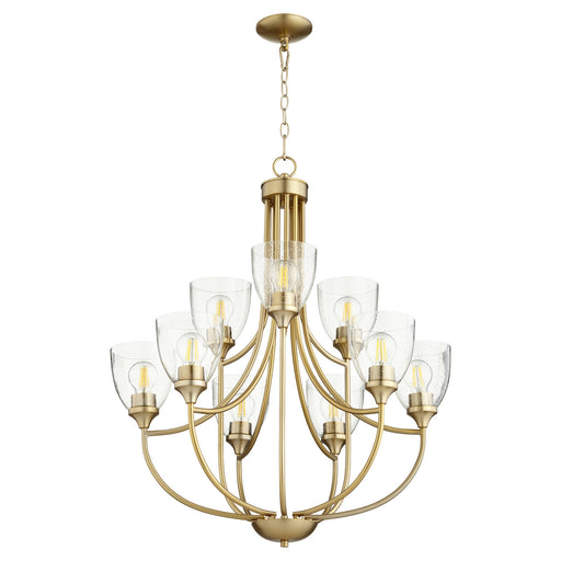 Quorum - 6059-9-280 - Nine Light Chandelier - Enclave - Aged Brass w/ Clear/Seeded