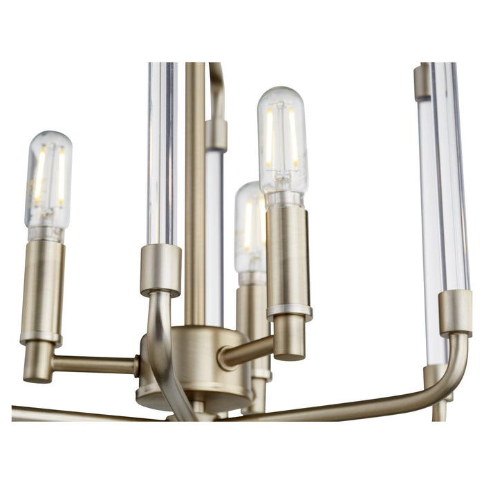 Three Light Pendant from the Optic collection in Aged Brass finish