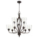 Quorum - 6127-9-286 - Nine Light Chandelier - Jardin - Oiled Bronze w/ Clear/Seeded