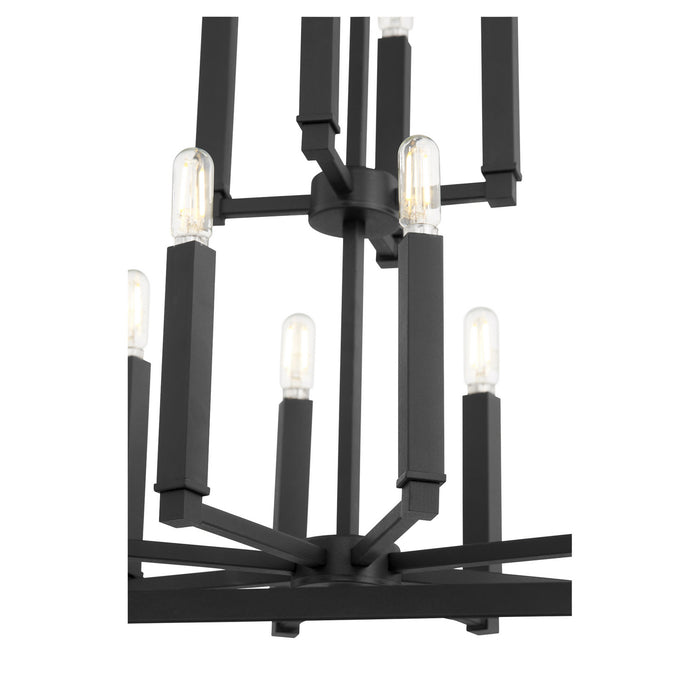 12 Light Entry Pendant from the Manor collection in Noir finish