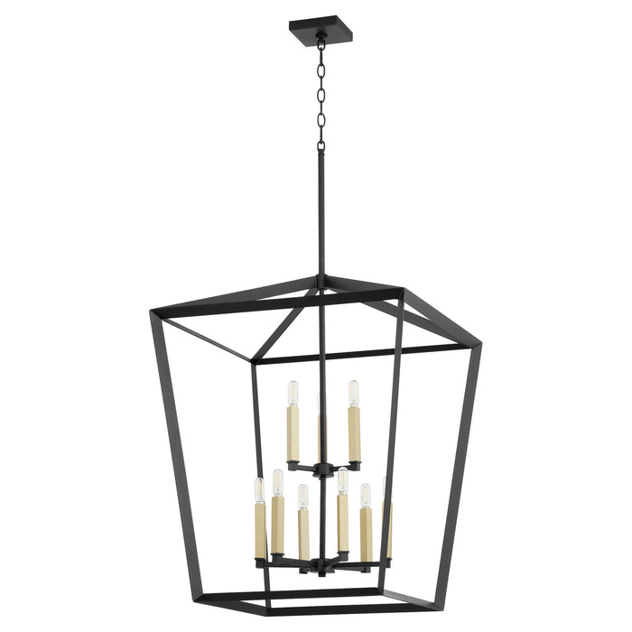 Nine Light Entry Pendant from the Manor collection in Noir finish
