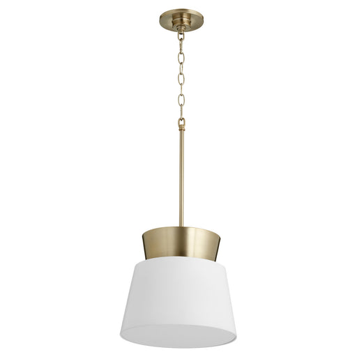Quorum - 8006-0880 - One Light Pendant - Studio White / Aged Brass