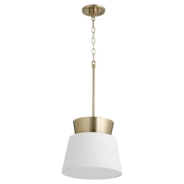 Quorum - 8006-0880 - One Light Pendant - Studio White / Aged Brass