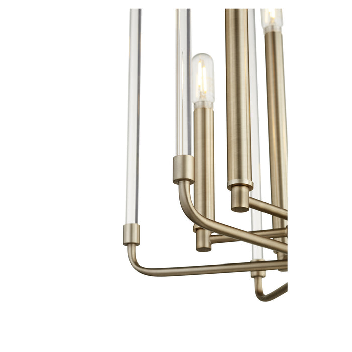 Six Light Entry Pendant from the Optic collection in Aged Brass finish
