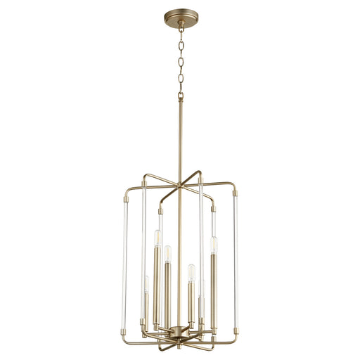 Quorum - 8114-6-80 - Six Light Entry Pendant - Optic - Aged Brass