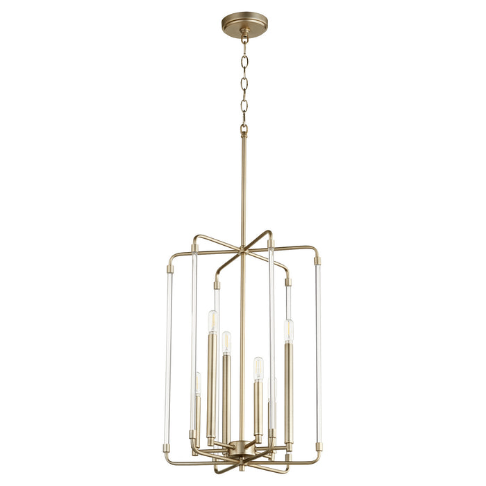Quorum - 8114-6-80 - Six Light Entry Pendant - Optic - Aged Brass