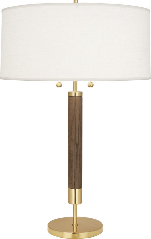 Robert Abbey - 205 - Two Light Table Lamp - Dexter - Modern Brass w/ Walnuted Wood Column
