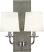 Robert Abbey - S1034 - Two Light Wall Sconce - Williamsburg Lightfoot - Backplate Upholstered in Carter Gray Leather w/ Nailhead Detail/Polished Nickel