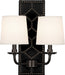 Robert Abbey - Z1035 - Two Light Wall Sconce - Williamsburg Lightfoot - Backplate Upholstered in Blacksmith Black Leather w/ Nailhead Detail/Deep Patina Bronze