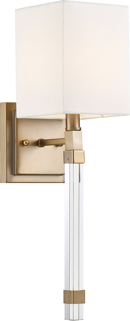 Nuvo Lighting - 60-6681 - One Light Wall Sconce - Tompson - Burnished Brass / White