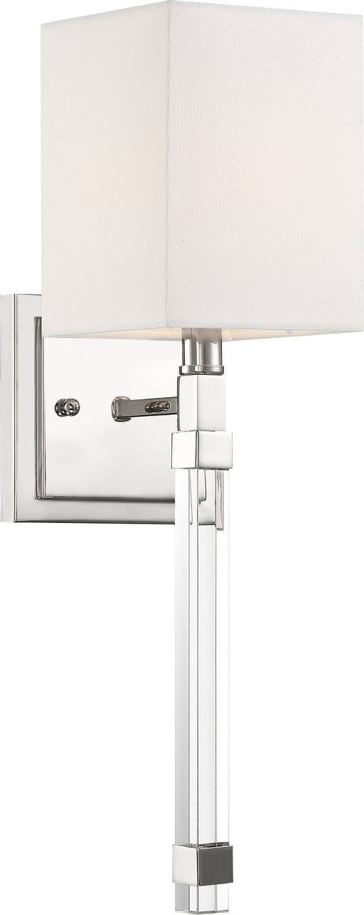 Nuvo Lighting - 60-6682 - One Light Wall Sconce - Tompson - Polished Nickel / White Fabric