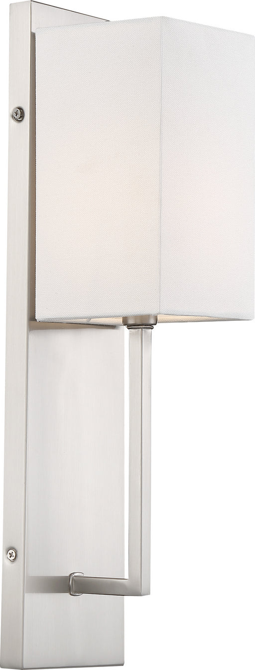 Nuvo Lighting - 60-6691 - One Light Wall Sconce - Vesey - Brushed Nickel / White Fabric