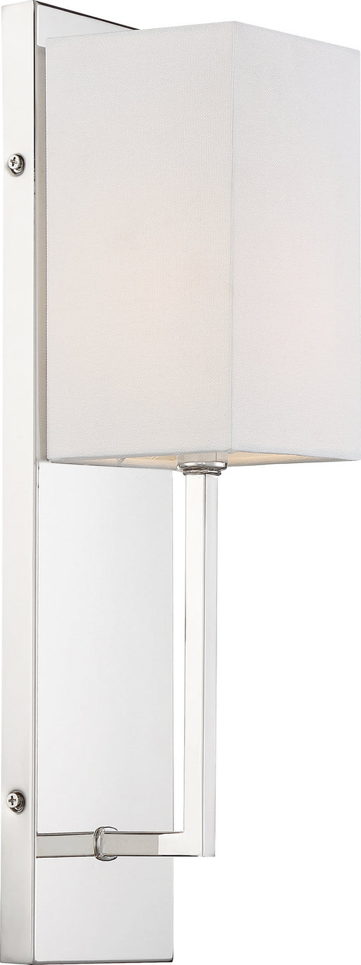 Nuvo Lighting - 60-6693 - One Light Wall Sconce - Vesey - Polished Nickel / White Fabric